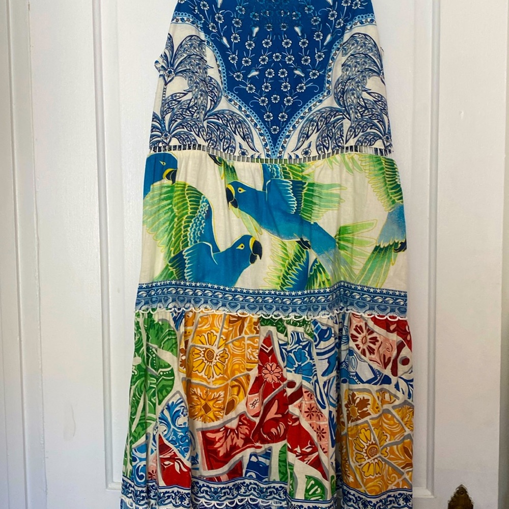FARM RIO Tropical, gorgeous long dress 100% linen, made in Brazil.